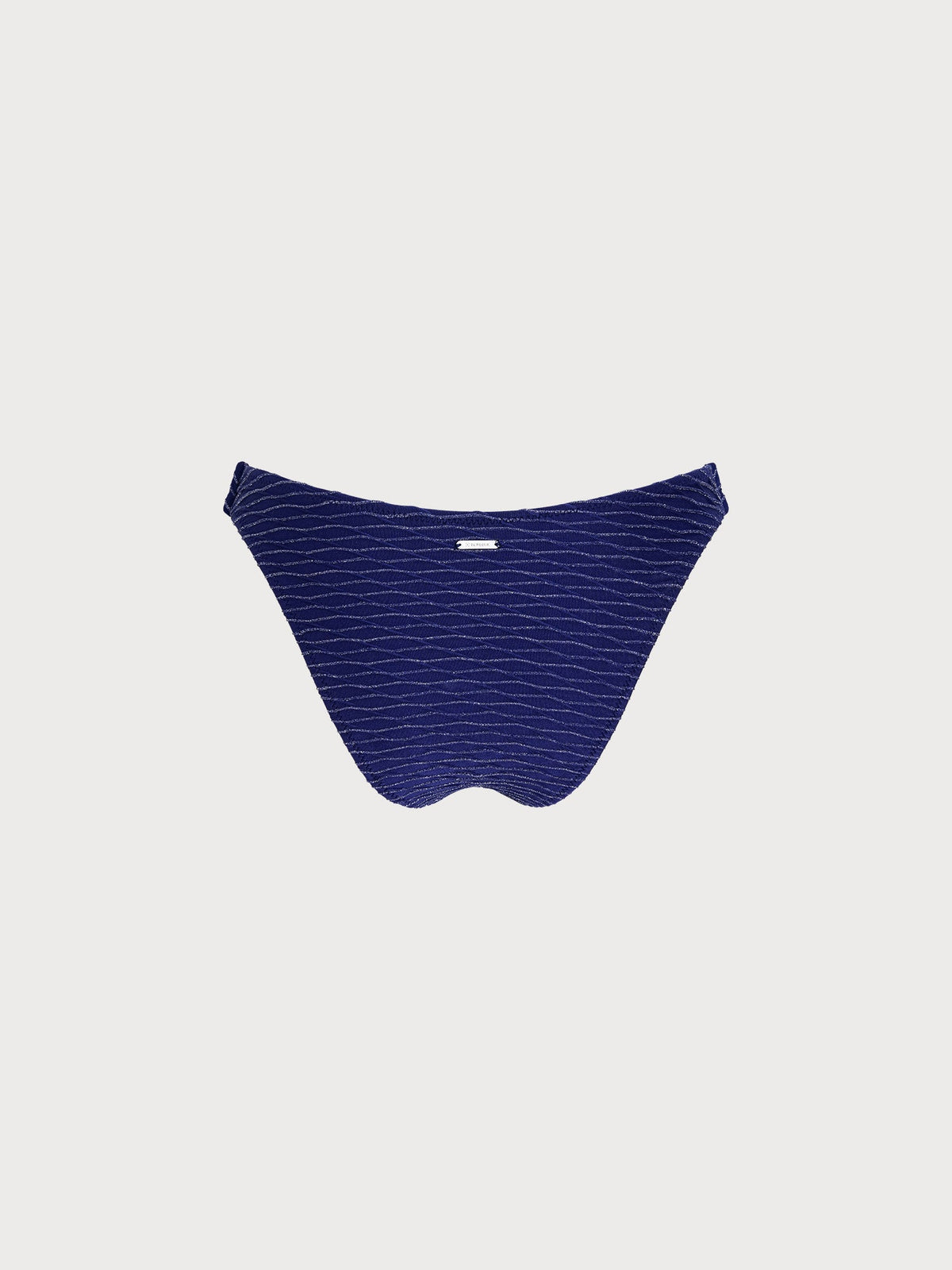 Navy Textured Lurex Bikini Bottom