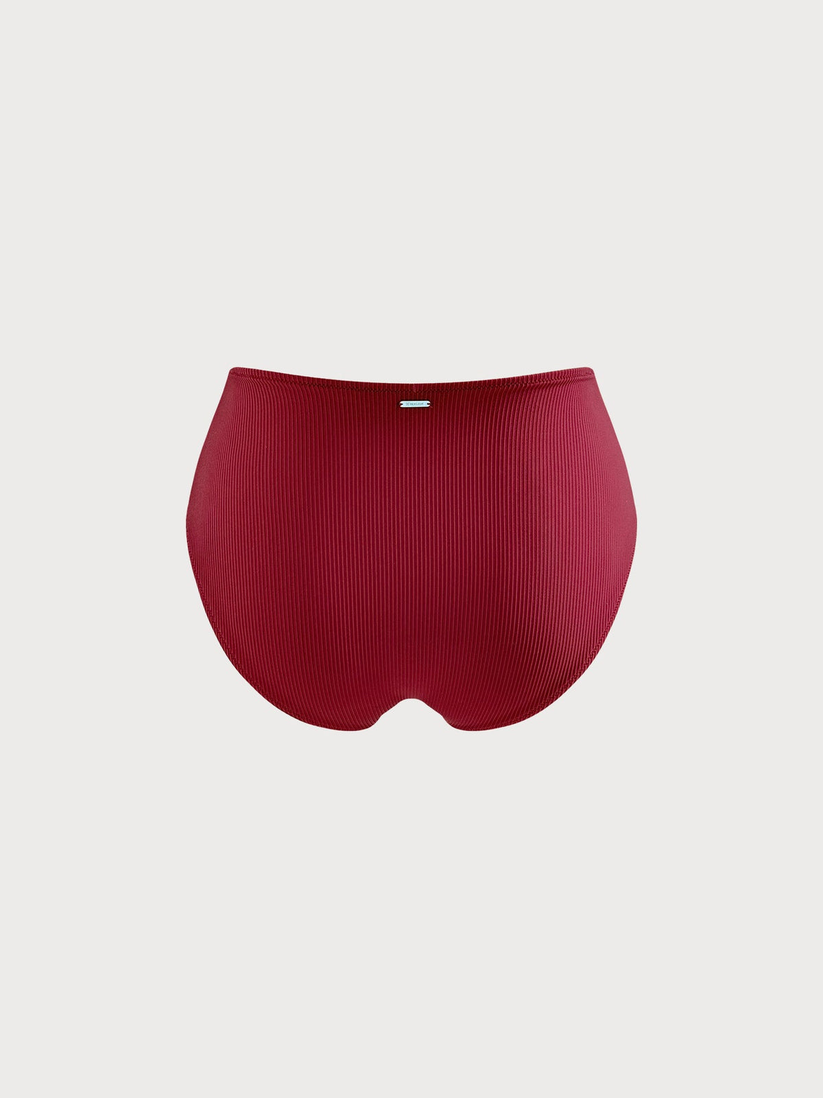 Wine Red Ribbed Plus Size Bikini Bottom