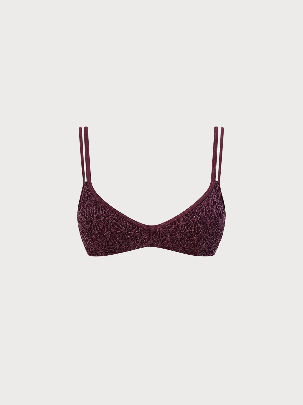 Dark Coffee Textured Strappy Bikini Top