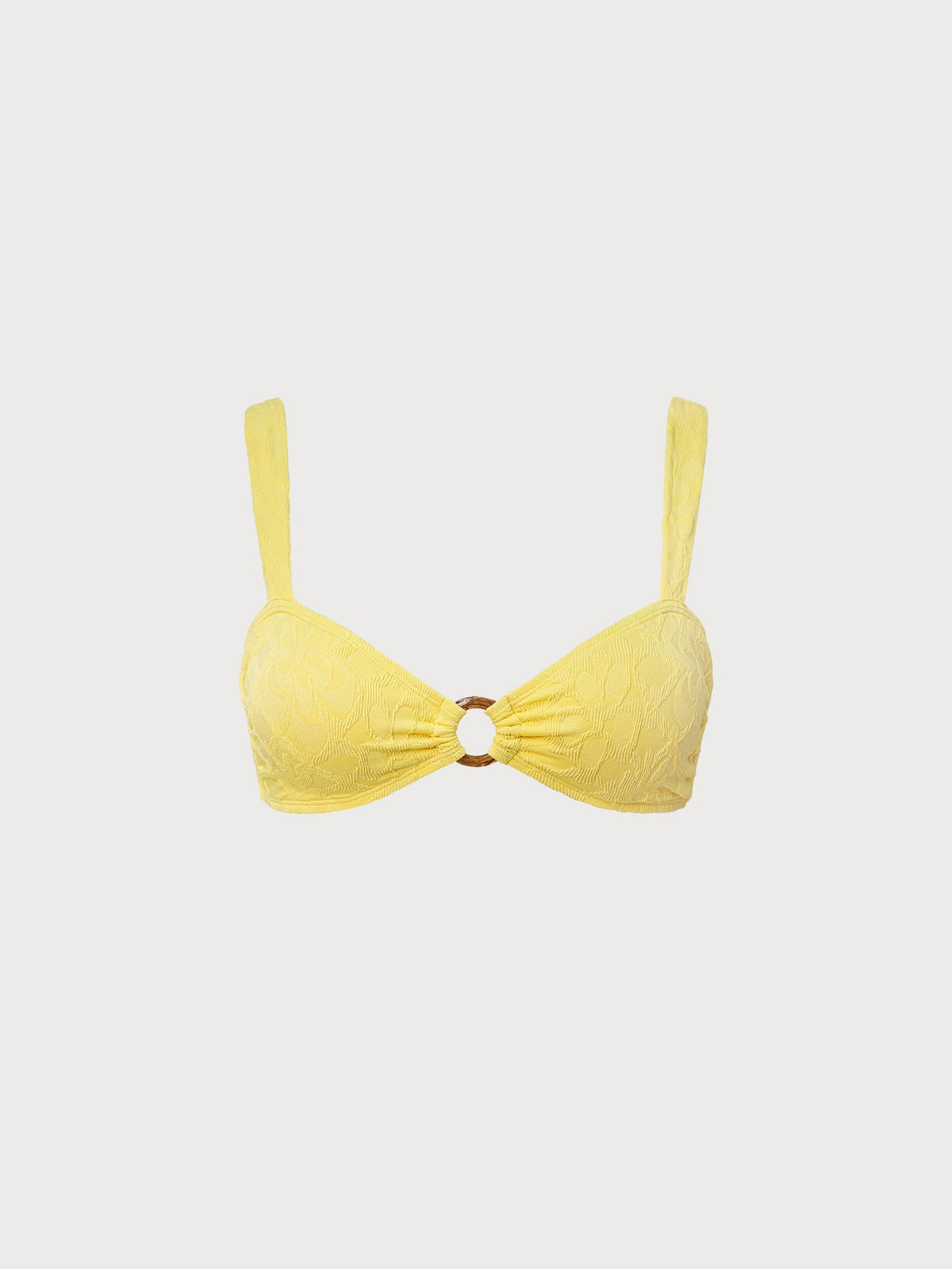 Yellow Textured O-Ring Bikini Top