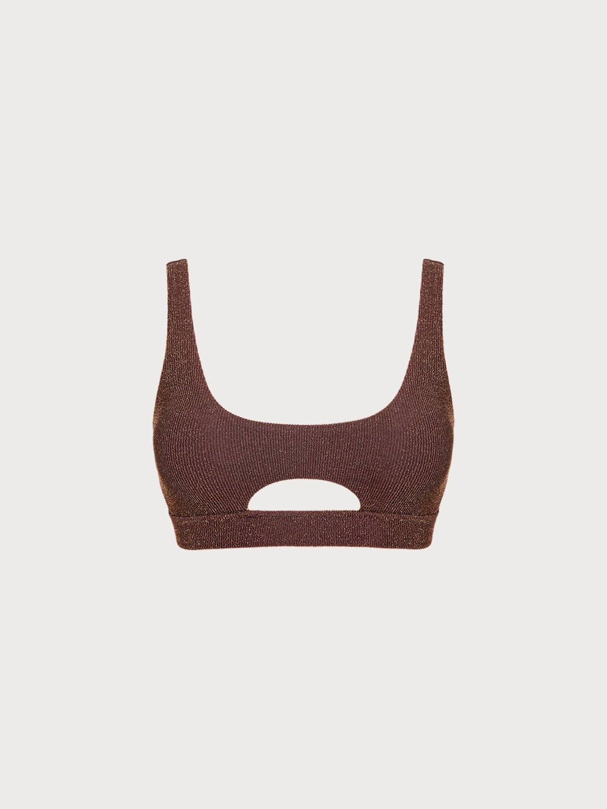 Dark Coffee Lurex Cut Out Bikini Top