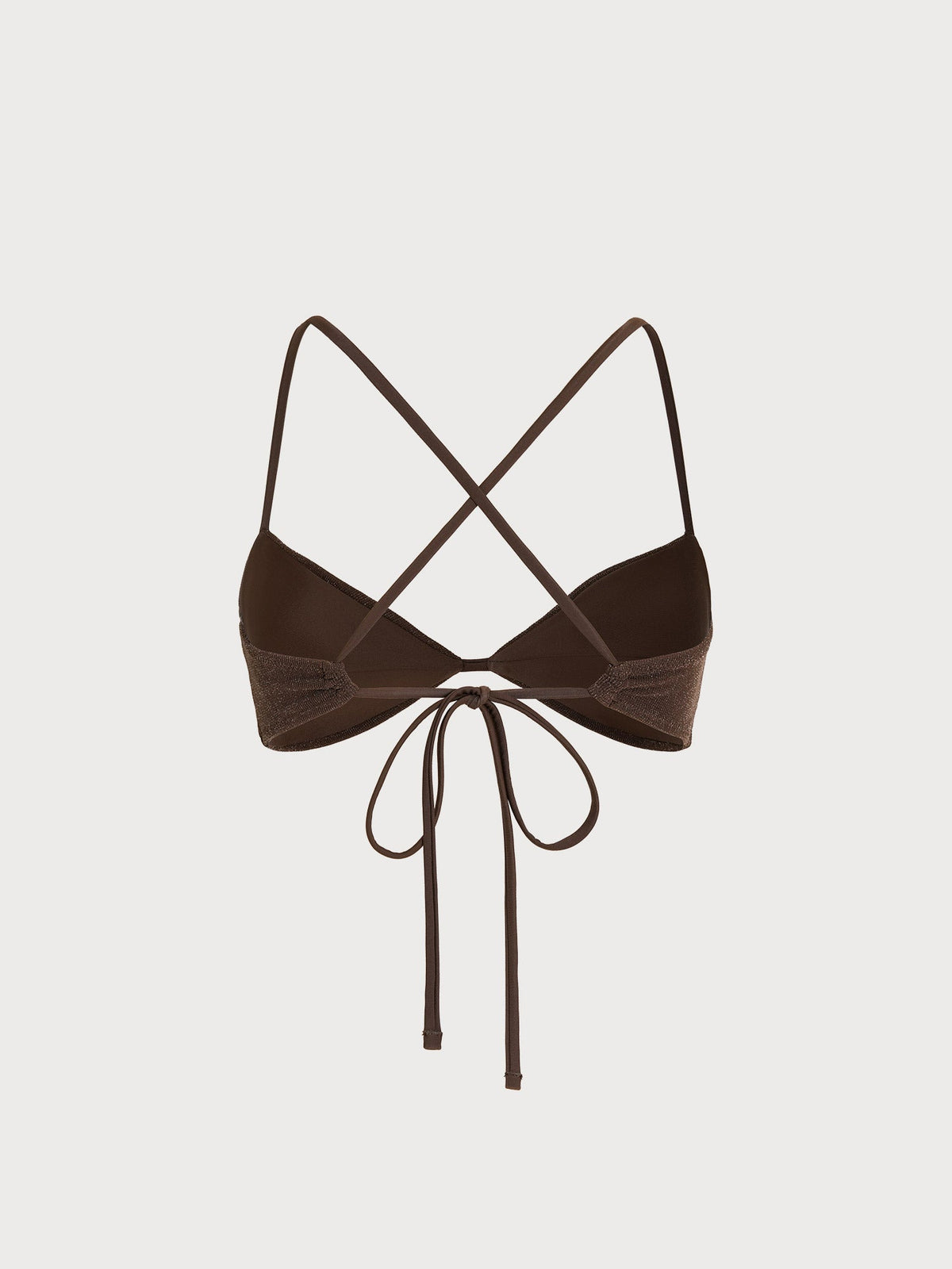 Brown Shimmer Cross Back Bikini Top