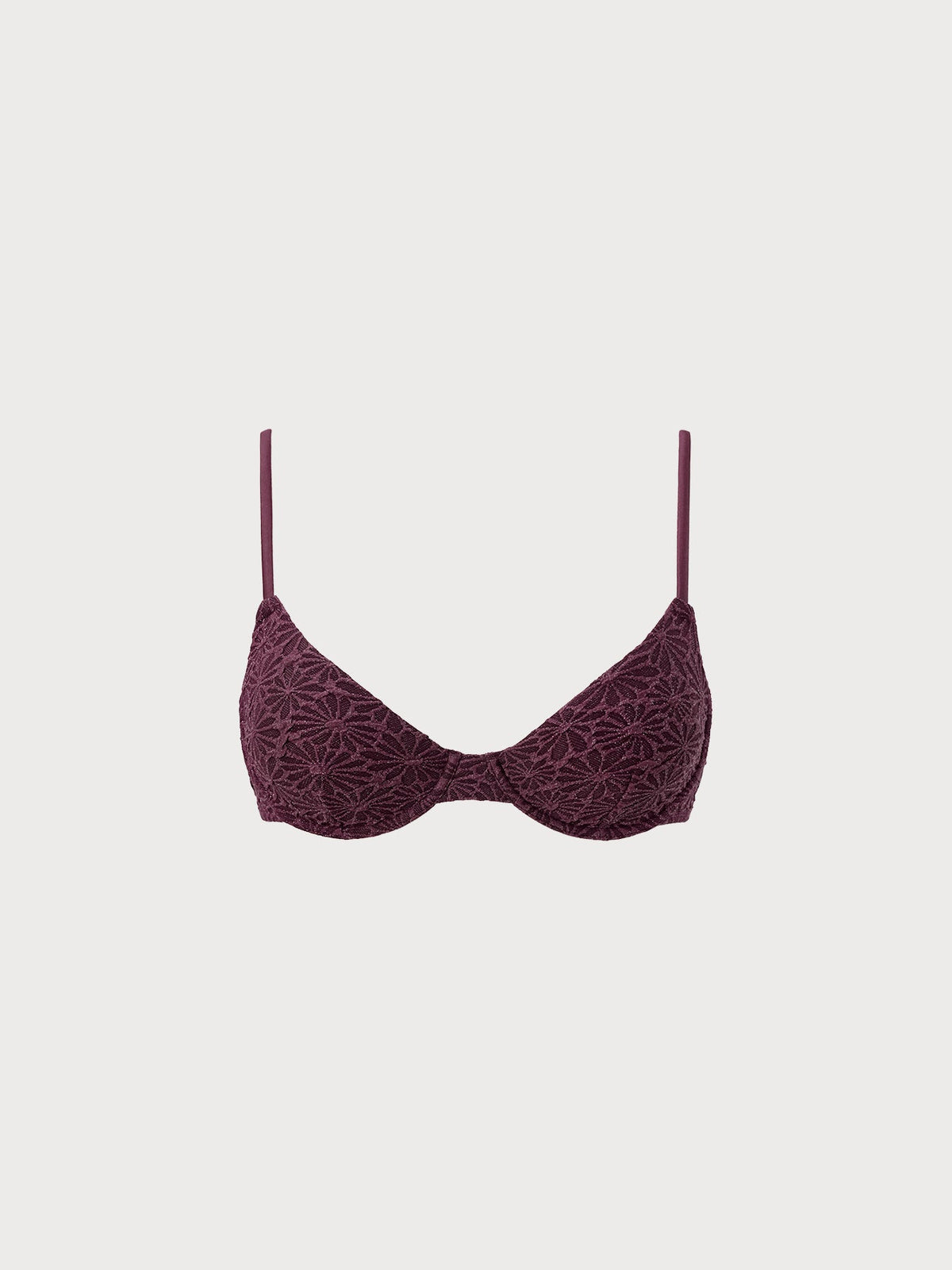 Dark Coffee Textured Underwire Bikini Top