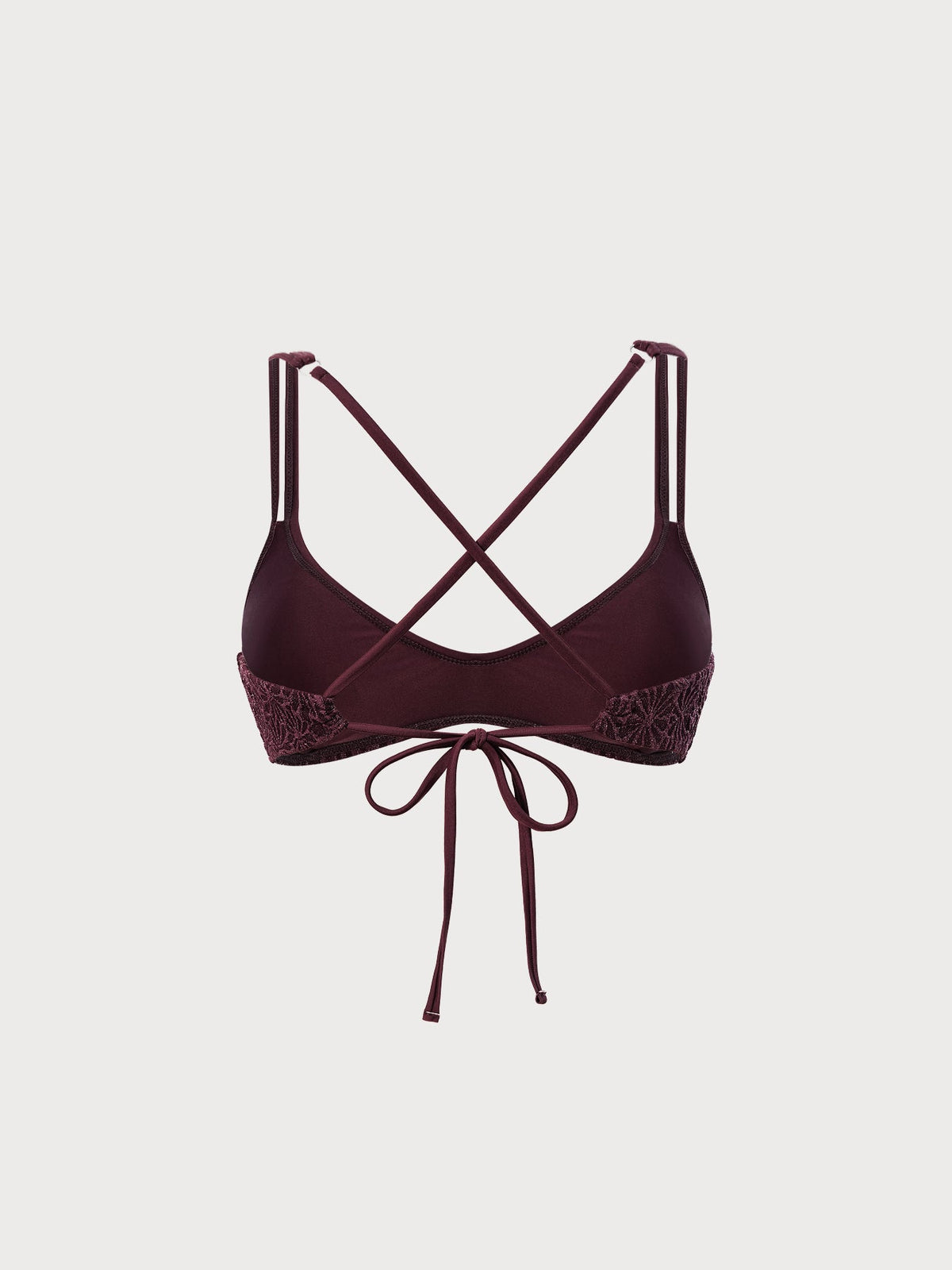 Dark Coffee Textured Strappy Bikini Top