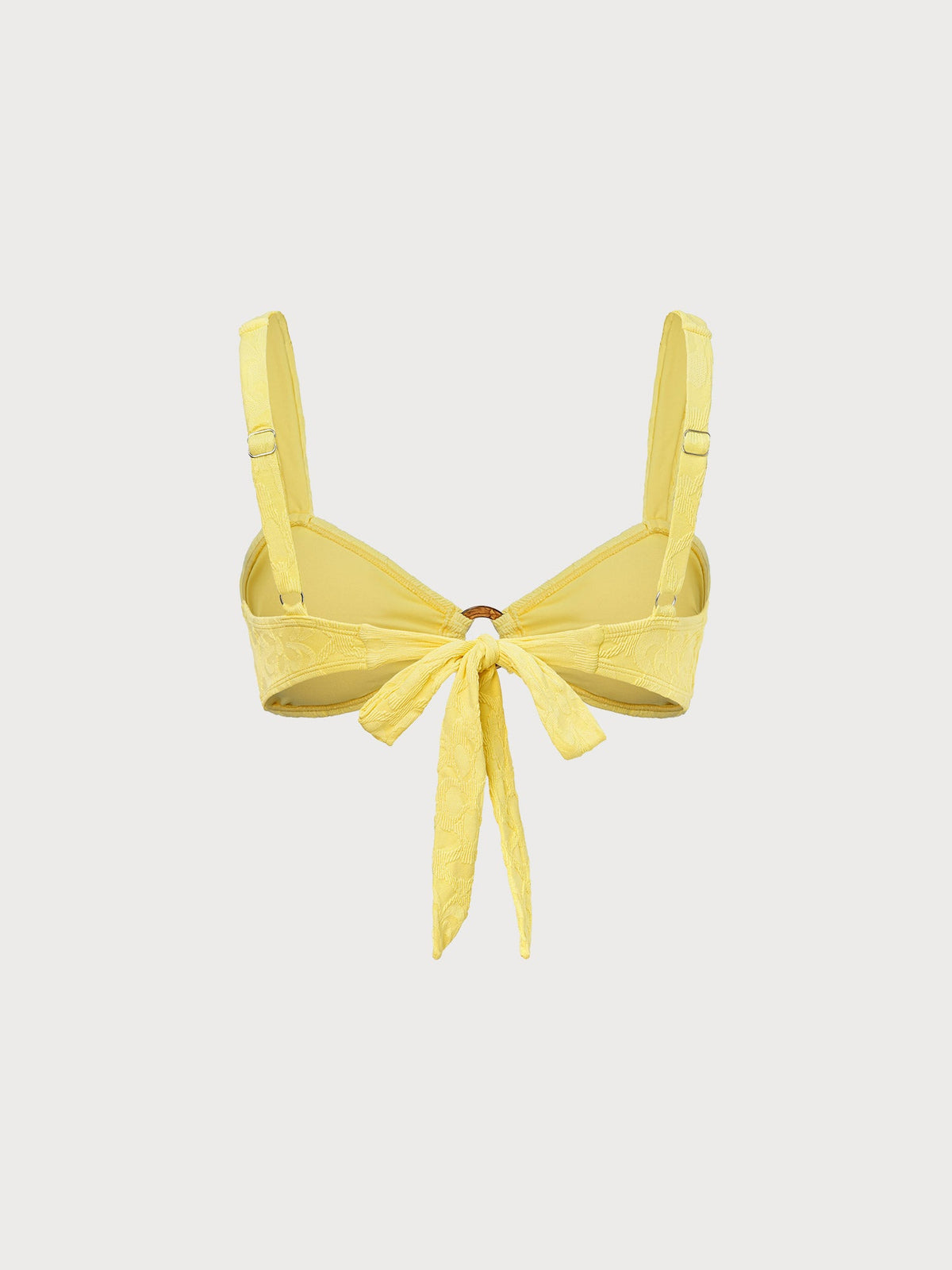 Yellow Textured O-Ring Bikini Top