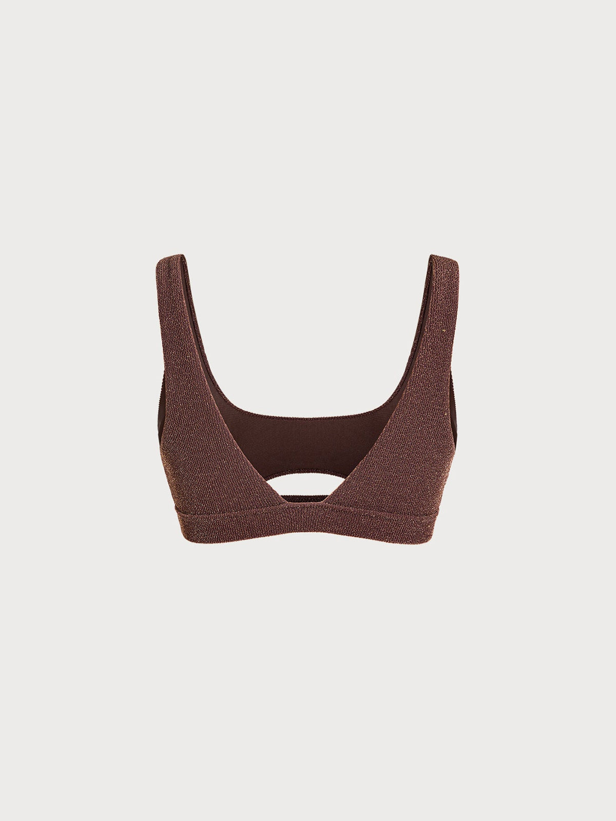 Dark Coffee Lurex Cut Out Bikini Top