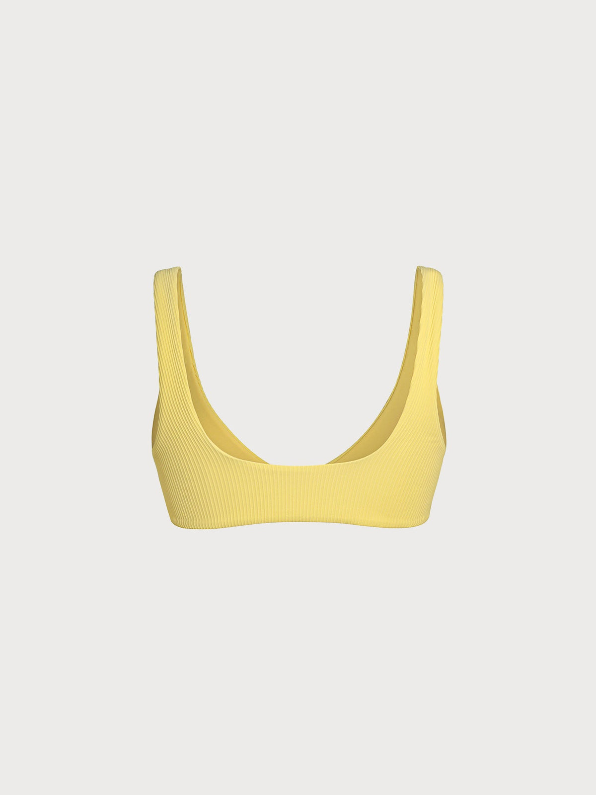 Yellow Ribbed Front-Clasp Bikini Top