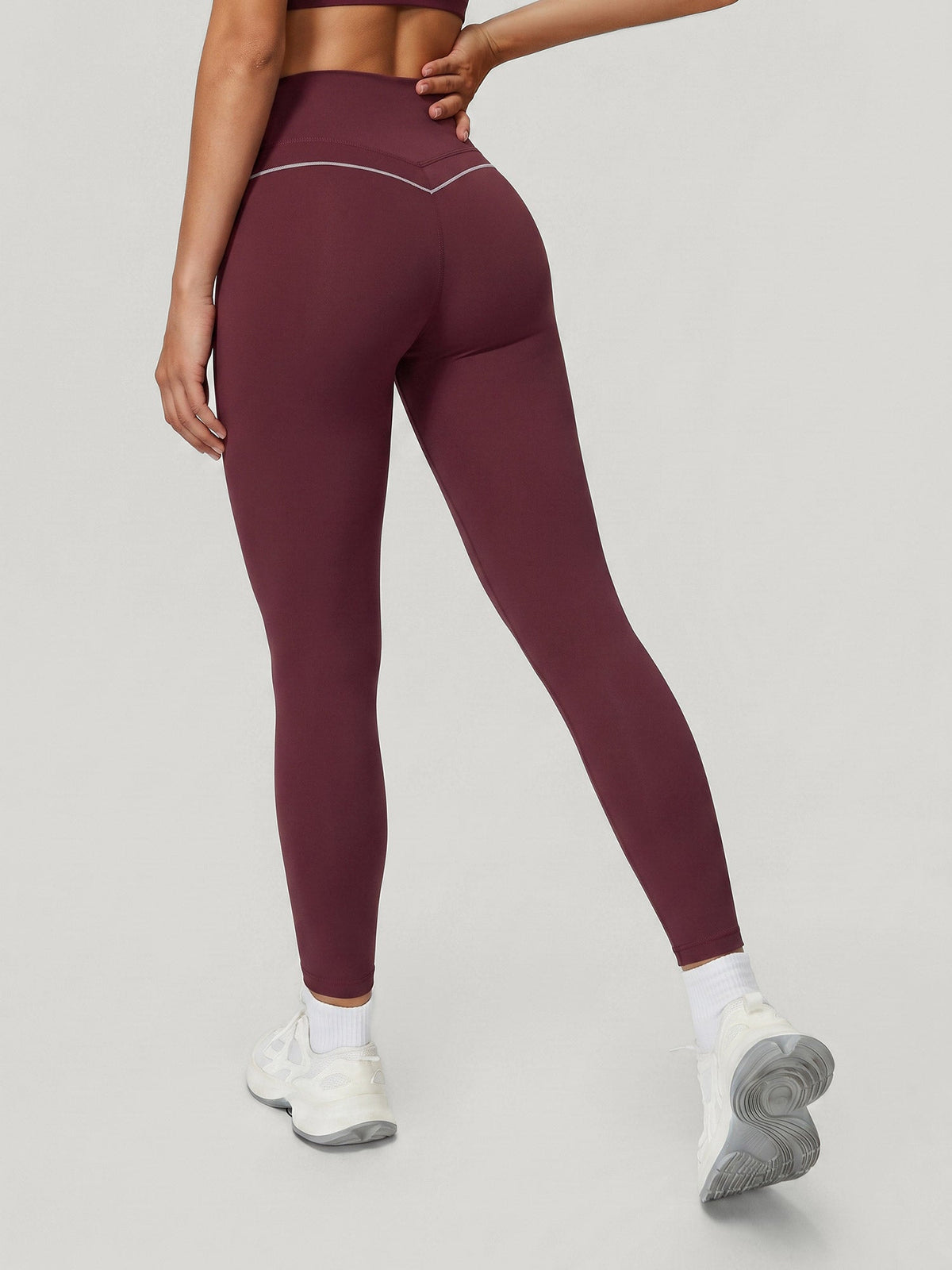 Red Seam Detail High Waisted Leggings 27"