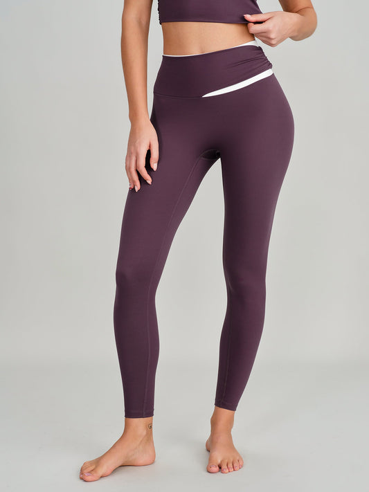 Purple Contrast High Waisted Leggings 25"