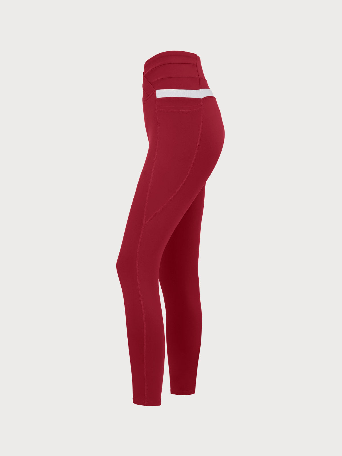 Wine Red High Waisted Pockets Leggings 26"