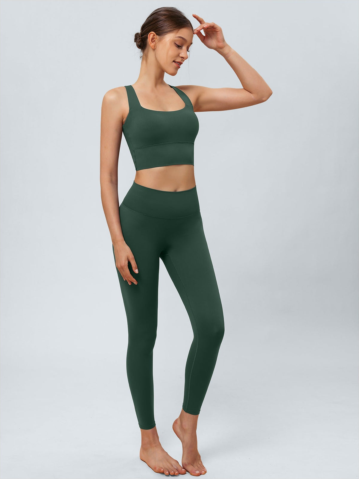 Dark Green Cut Out Leggings 24"
