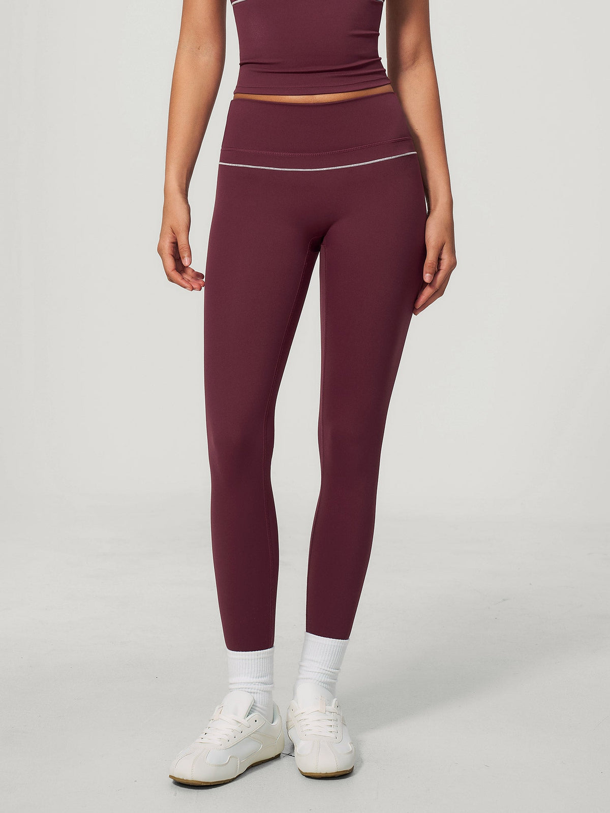Red Seam Detail High Waisted Leggings 27"