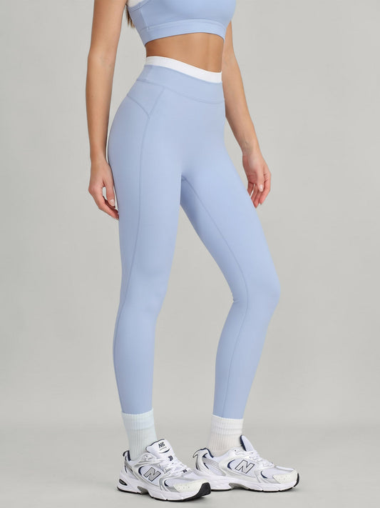 Light Blue Contrast Trim Leggings 27"