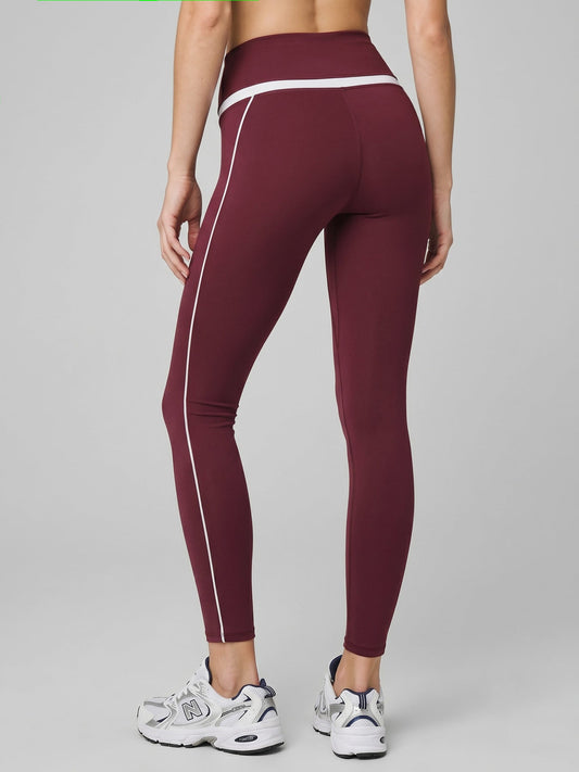 Red Contrast High Waisted Leggings 27"