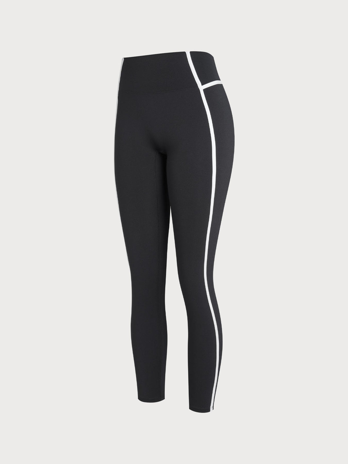 Black High-Waist Side-Stripe Leggings 27"