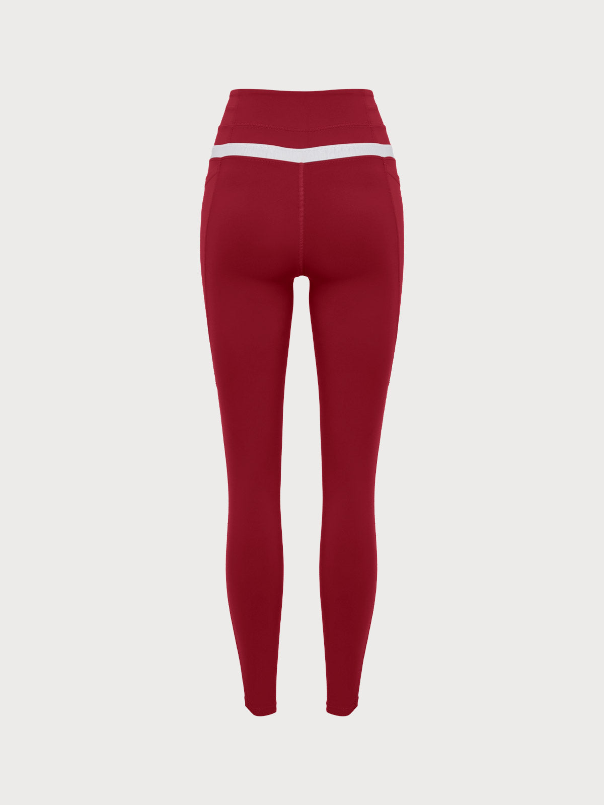 Wine Red High Waisted Pockets Leggings 26"