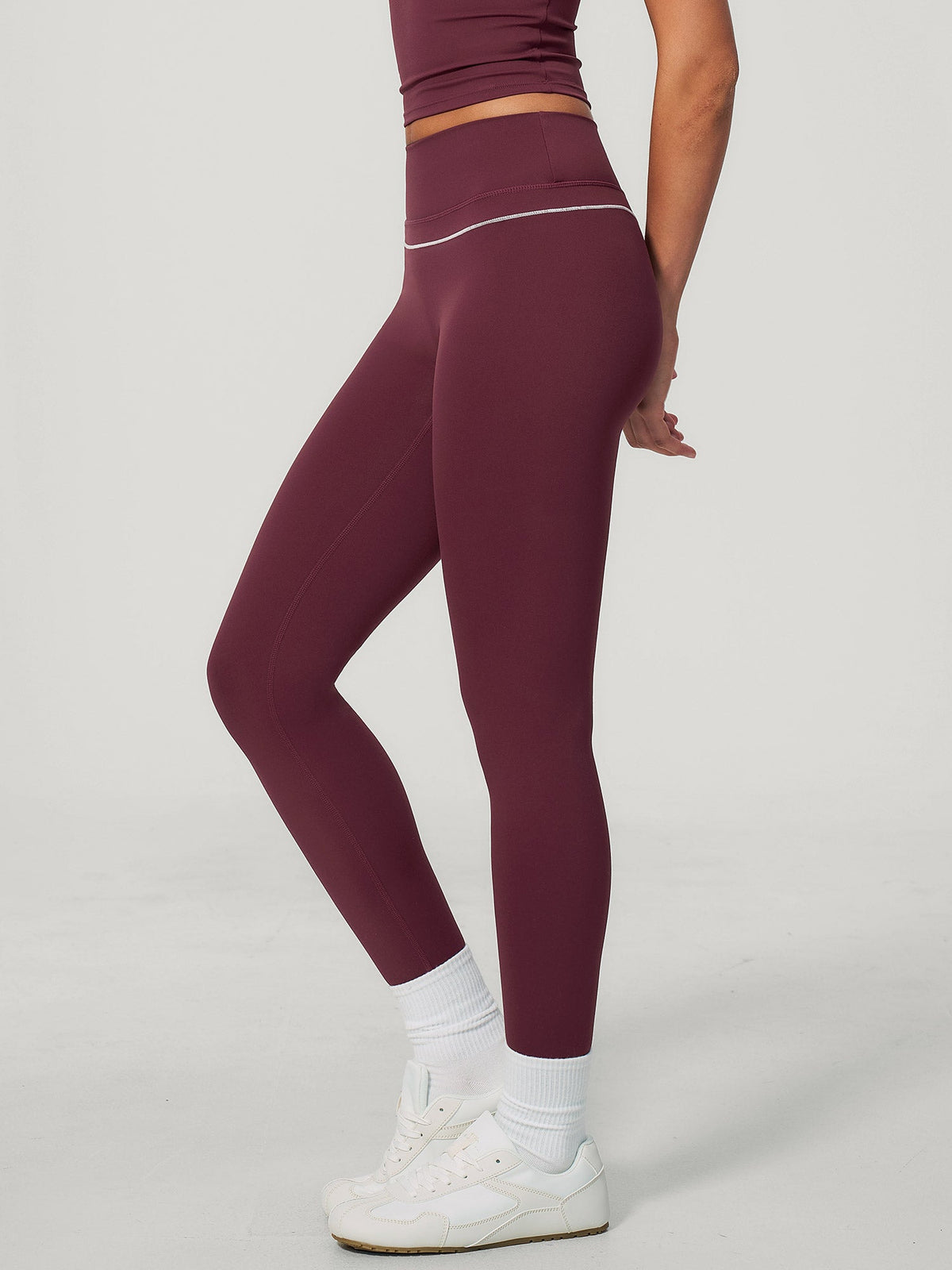 Red Seam Detail High Waisted Leggings 27"