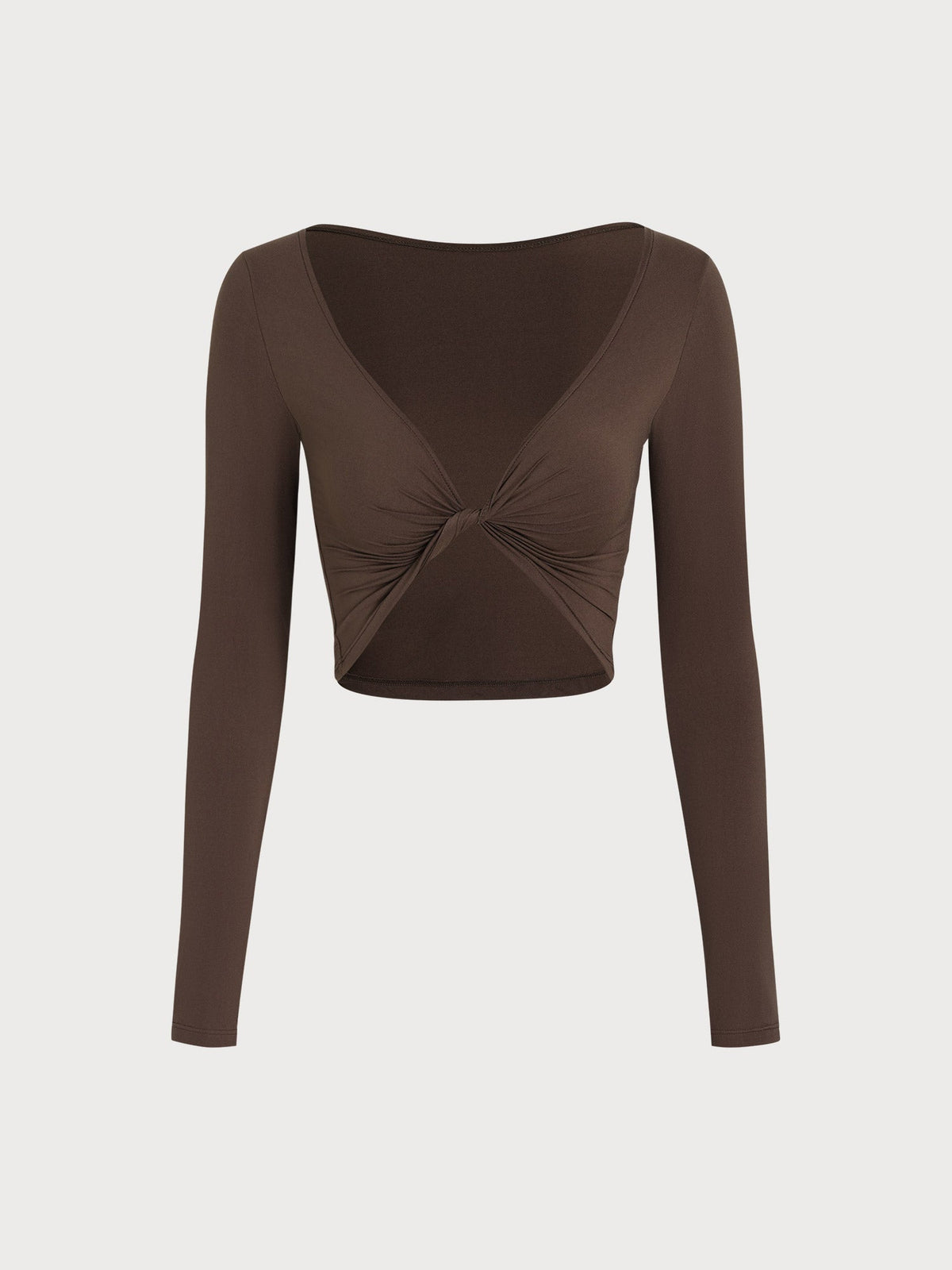 Coffee Twist Yoga Wrap Top - Light Support