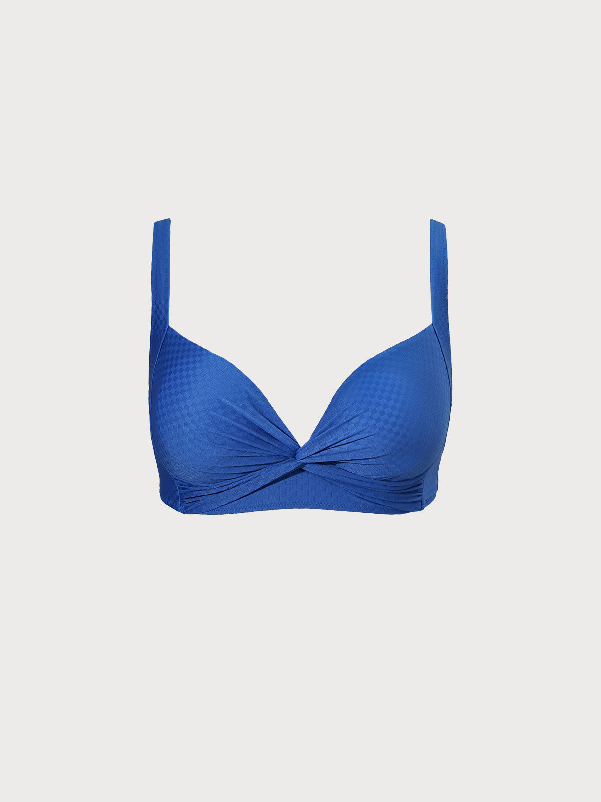 Blue Jacquard Twist Underwire Plus Size Bikini Top