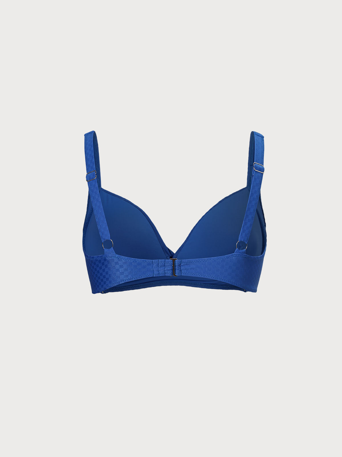 Blue Jacquard Twist Underwire Plus Size Bikini Top