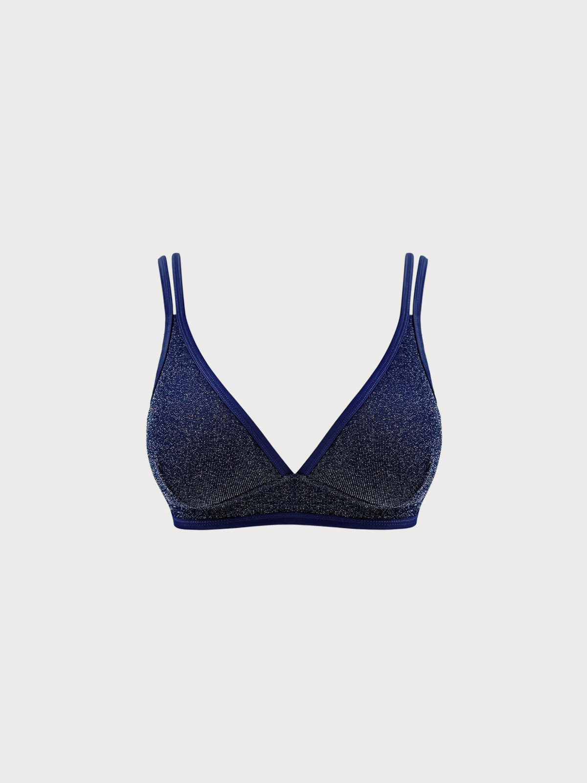 Blue Lurex Plus Size Bikini Top