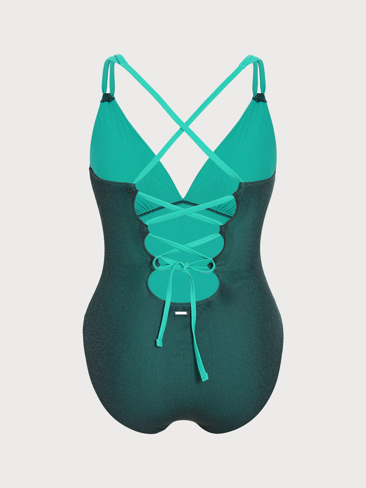 Green Strappy Cross Back Plus Size One Piece
