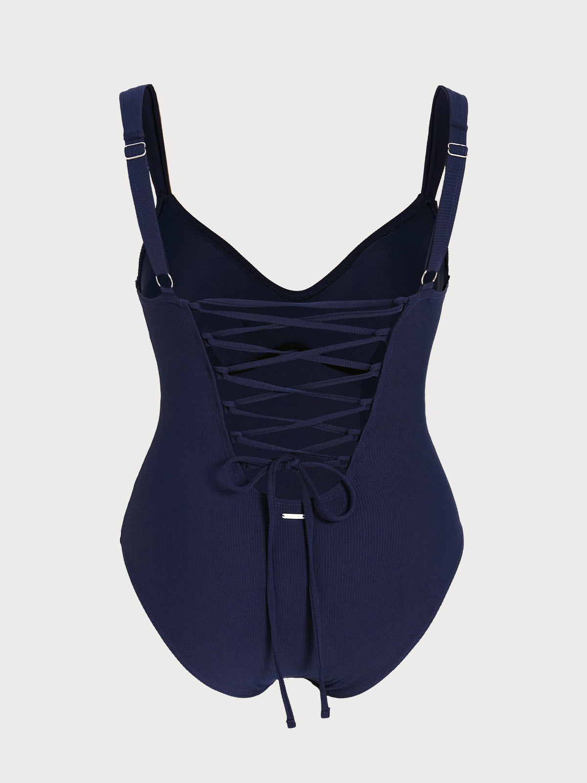 Navy Ribbed Tummy Control Plus Size One Piece Swimsuit