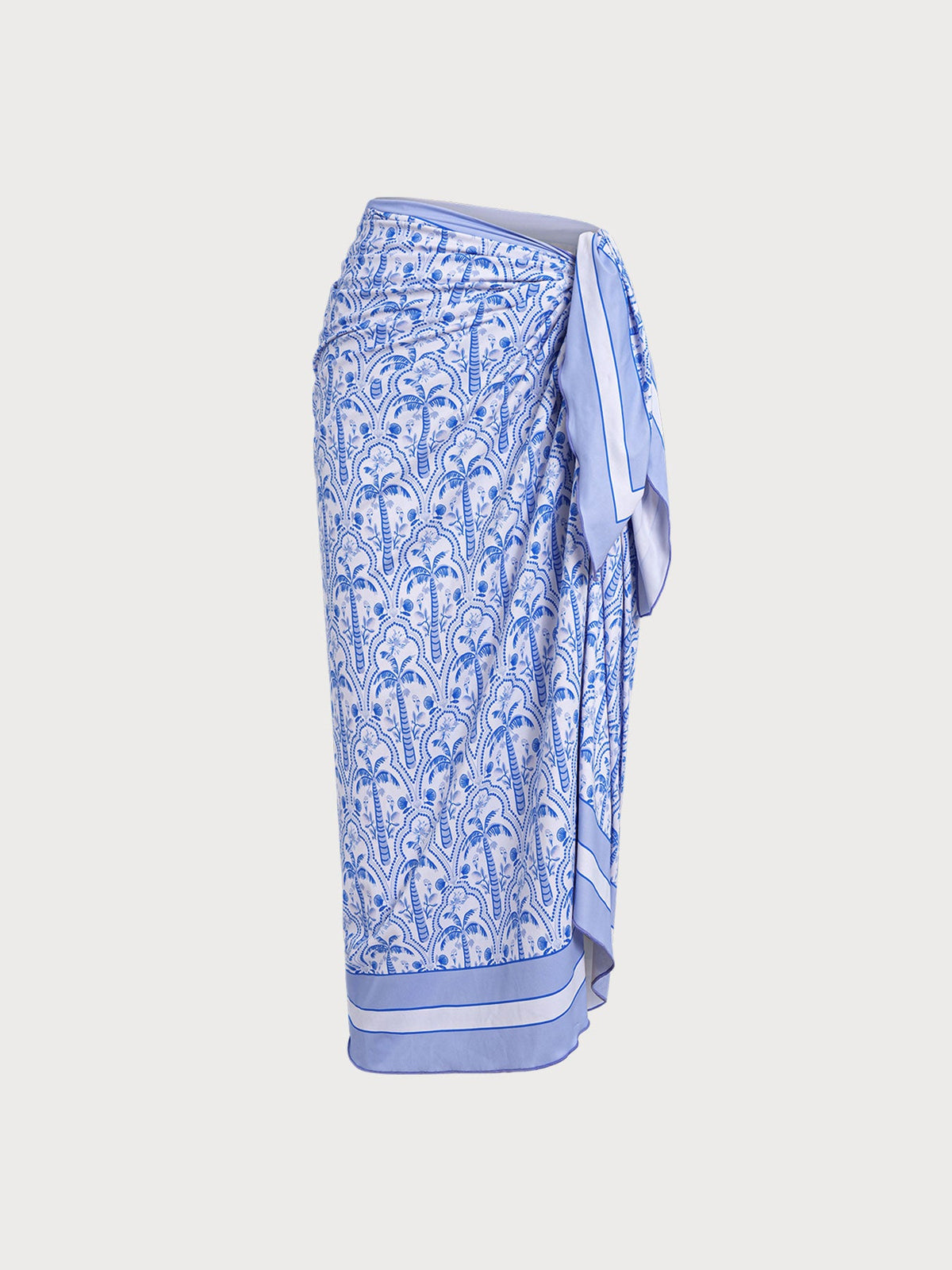 Blue Print Wrap Cover-Up Skirt