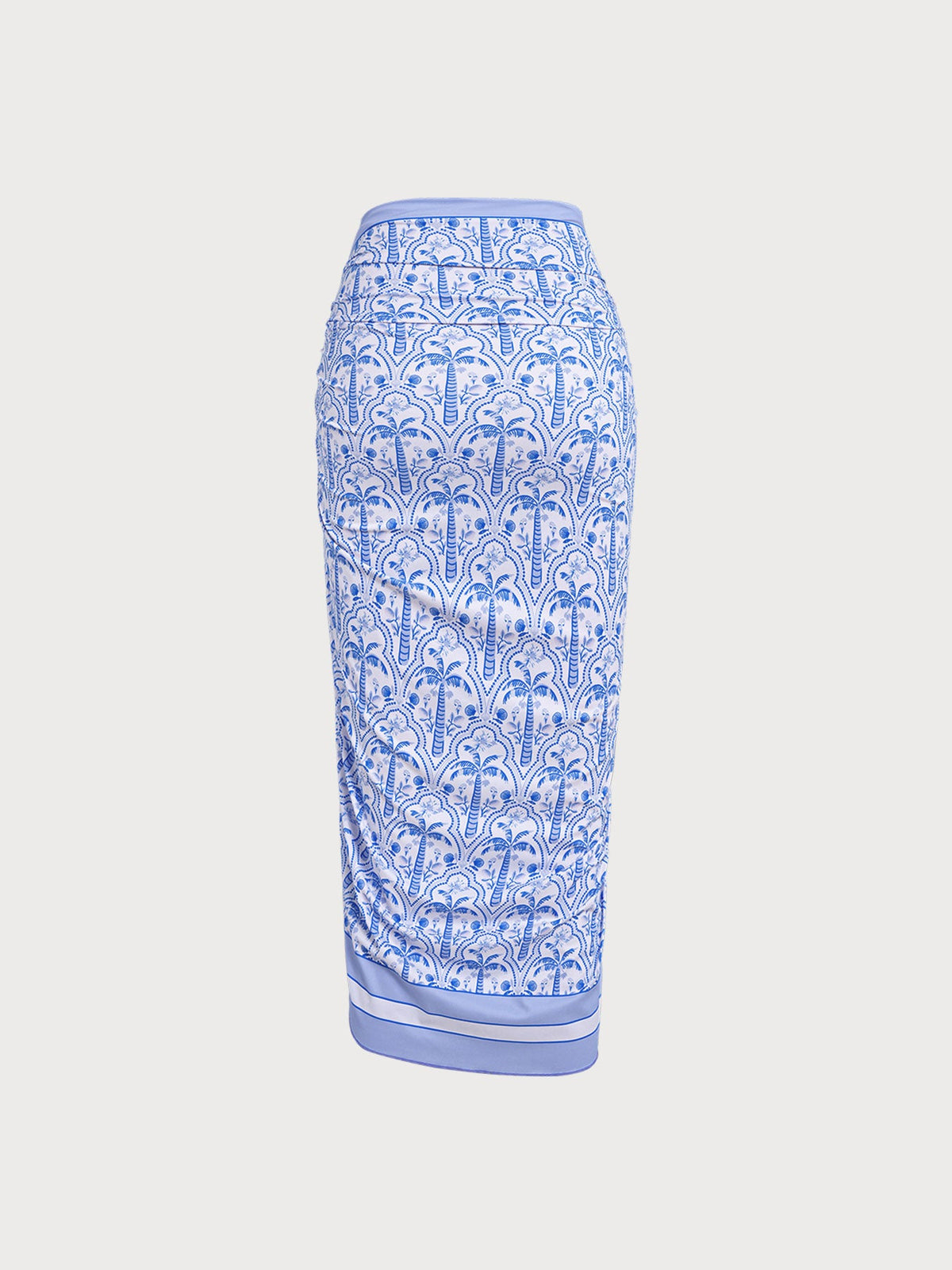Blue Print Wrap Cover-Up Skirt