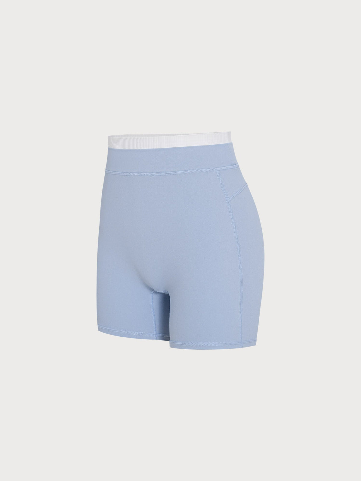Light Blue High-Waist Contrast Shorts 4"