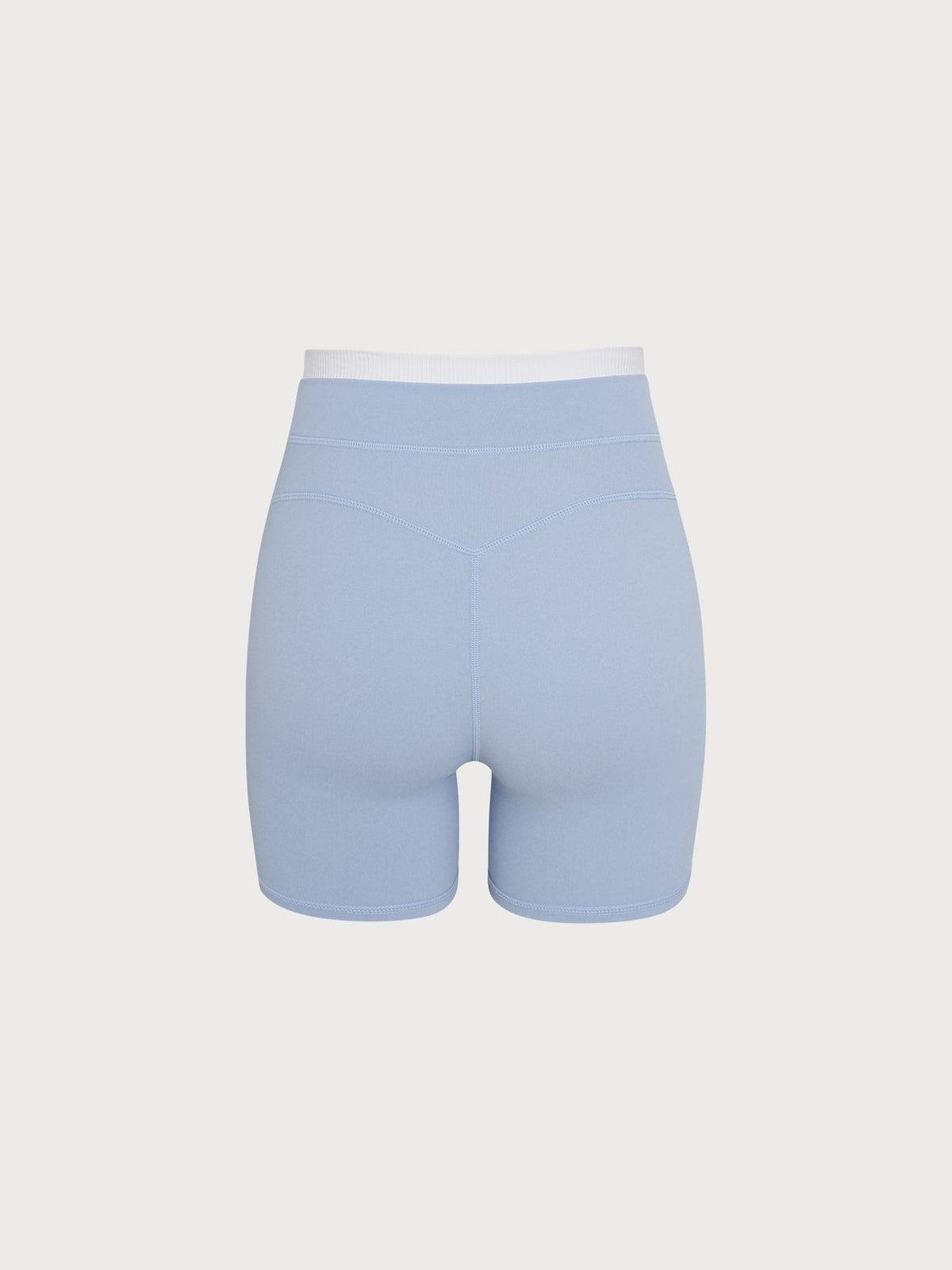 Light Blue High-Waist Contrast Shorts 4"