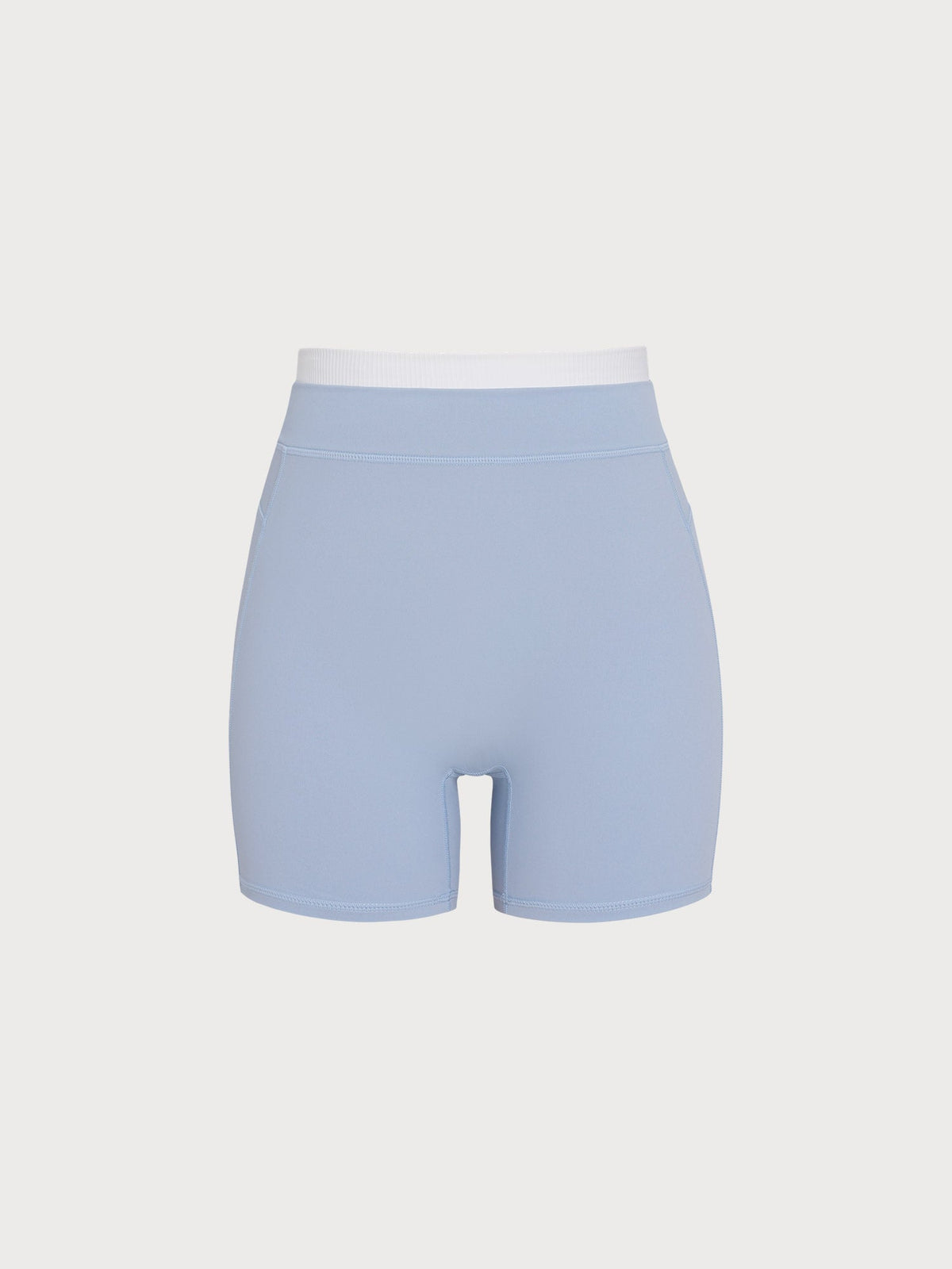 Light Blue High-Waist Contrast Shorts 4"