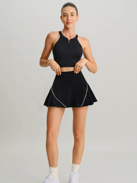 Black Round Neck Sports Bra - Light Support