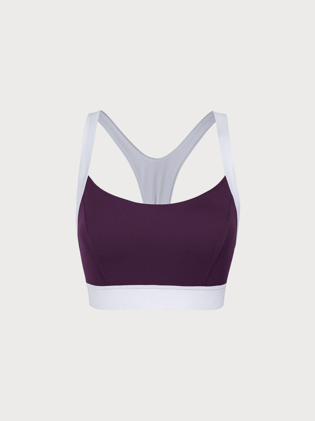 Purple Contrast U Neck Sports Bra - Light Support
