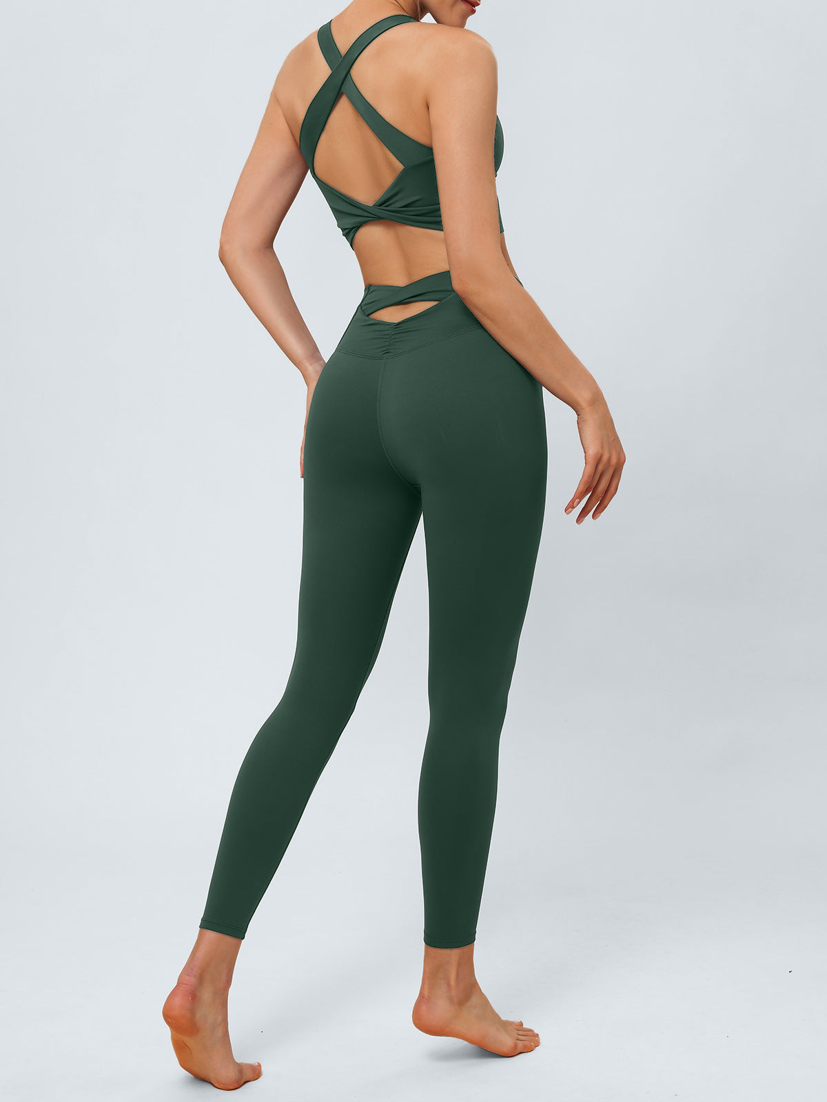 Dark Green Twist X-Cross Sports Bra - Light Support
