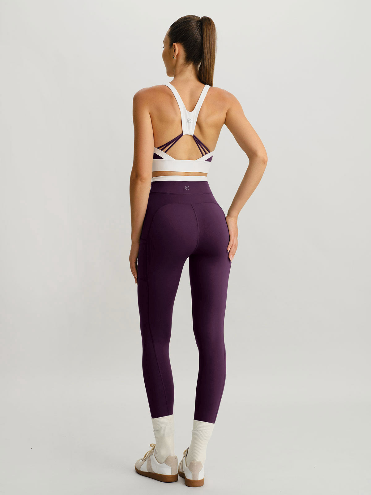 Purple Contrast U Neck Sports Bra - Light Support