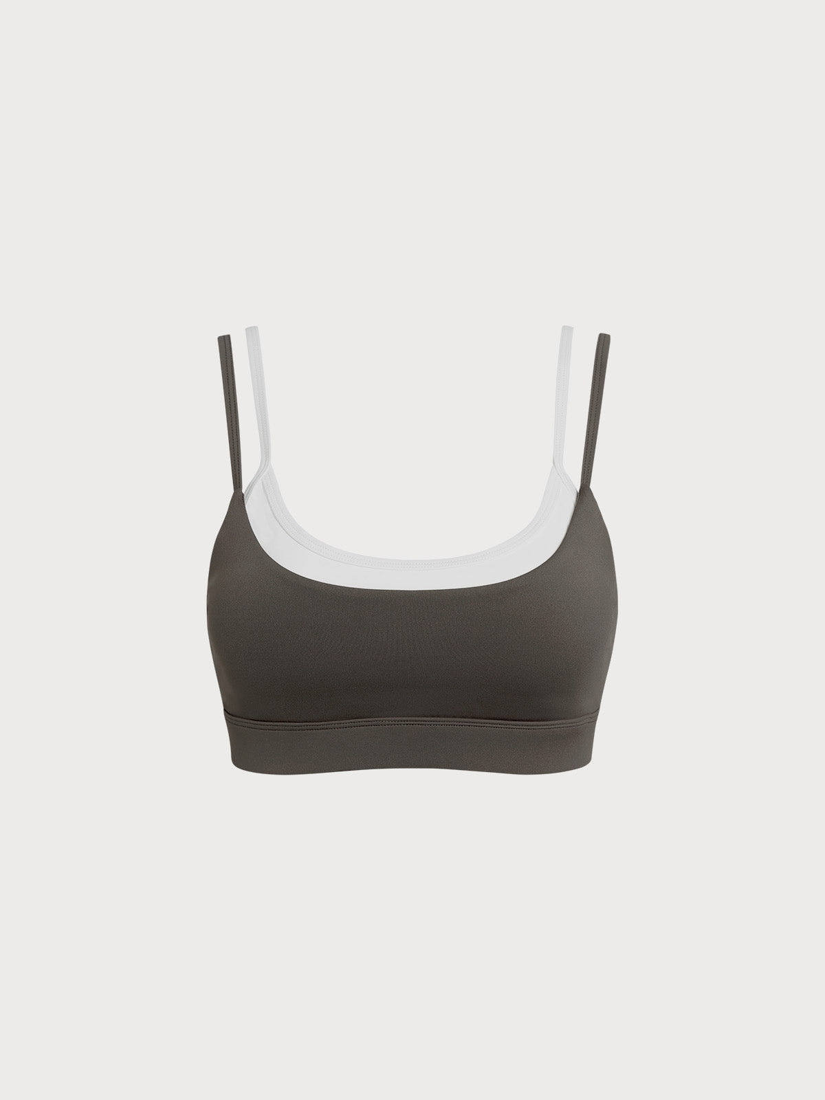 Dark Coffee Contrast Twist Sports Bra - Light Support