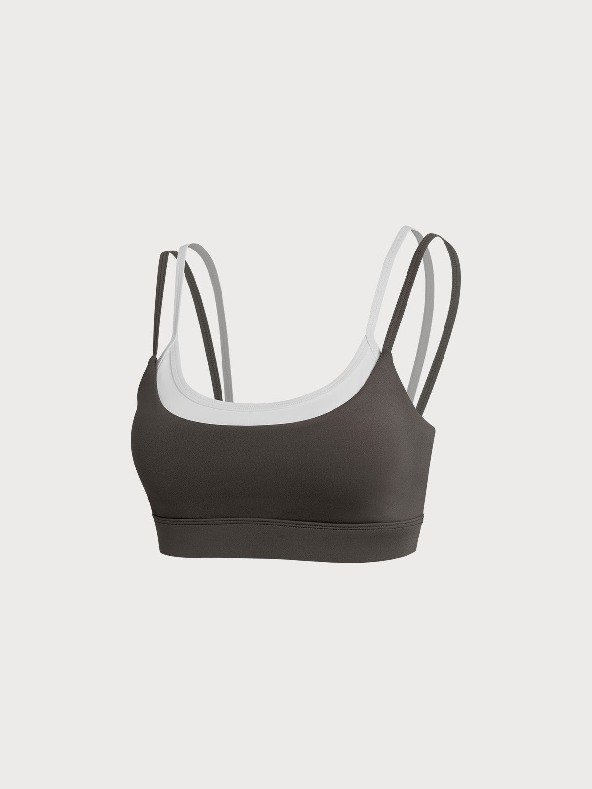 Dark Coffee Contrast Twist Sports Bra - Light Support