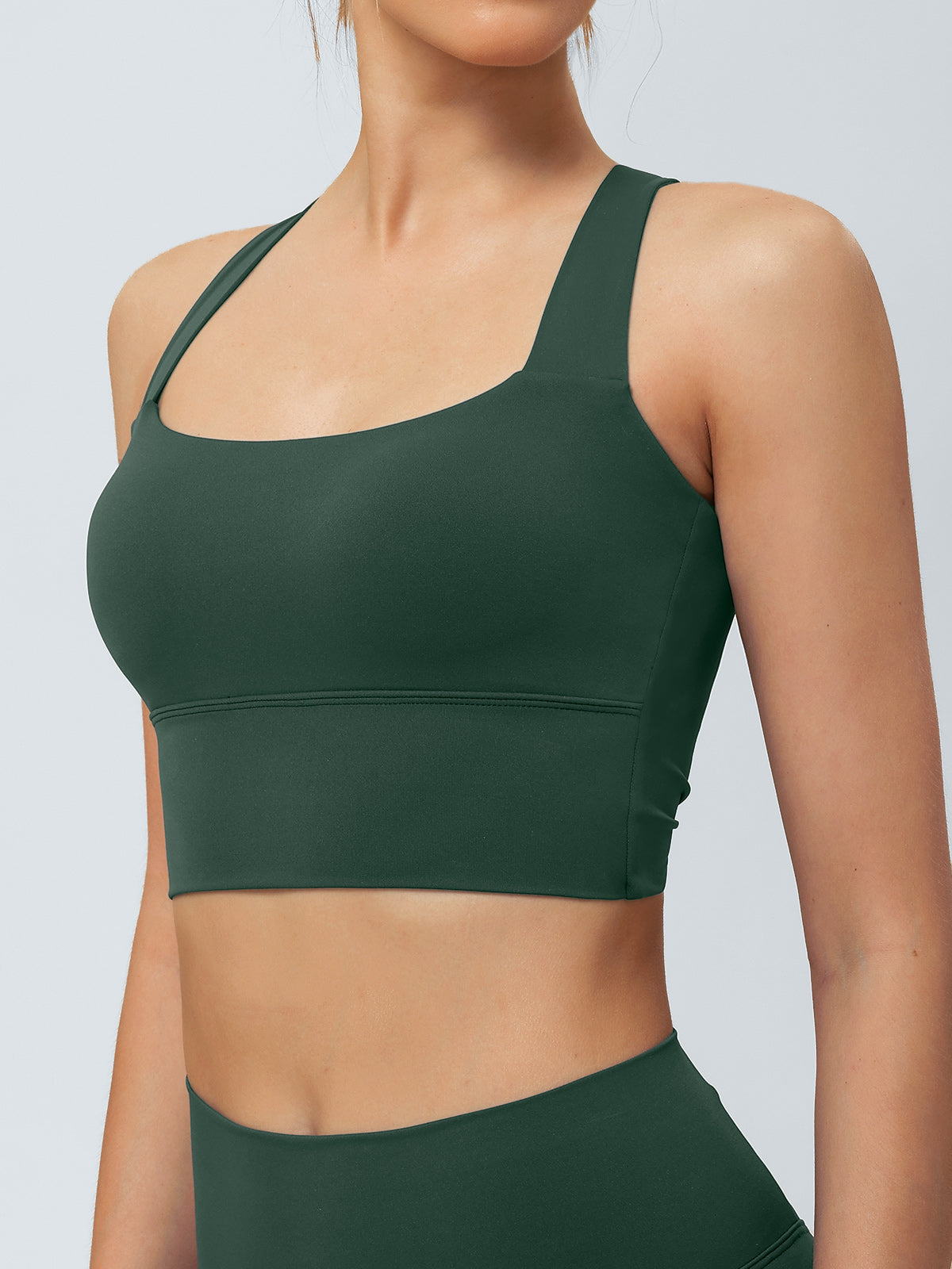 Dark Green Twist X-Cross Sports Bra - Light Support
