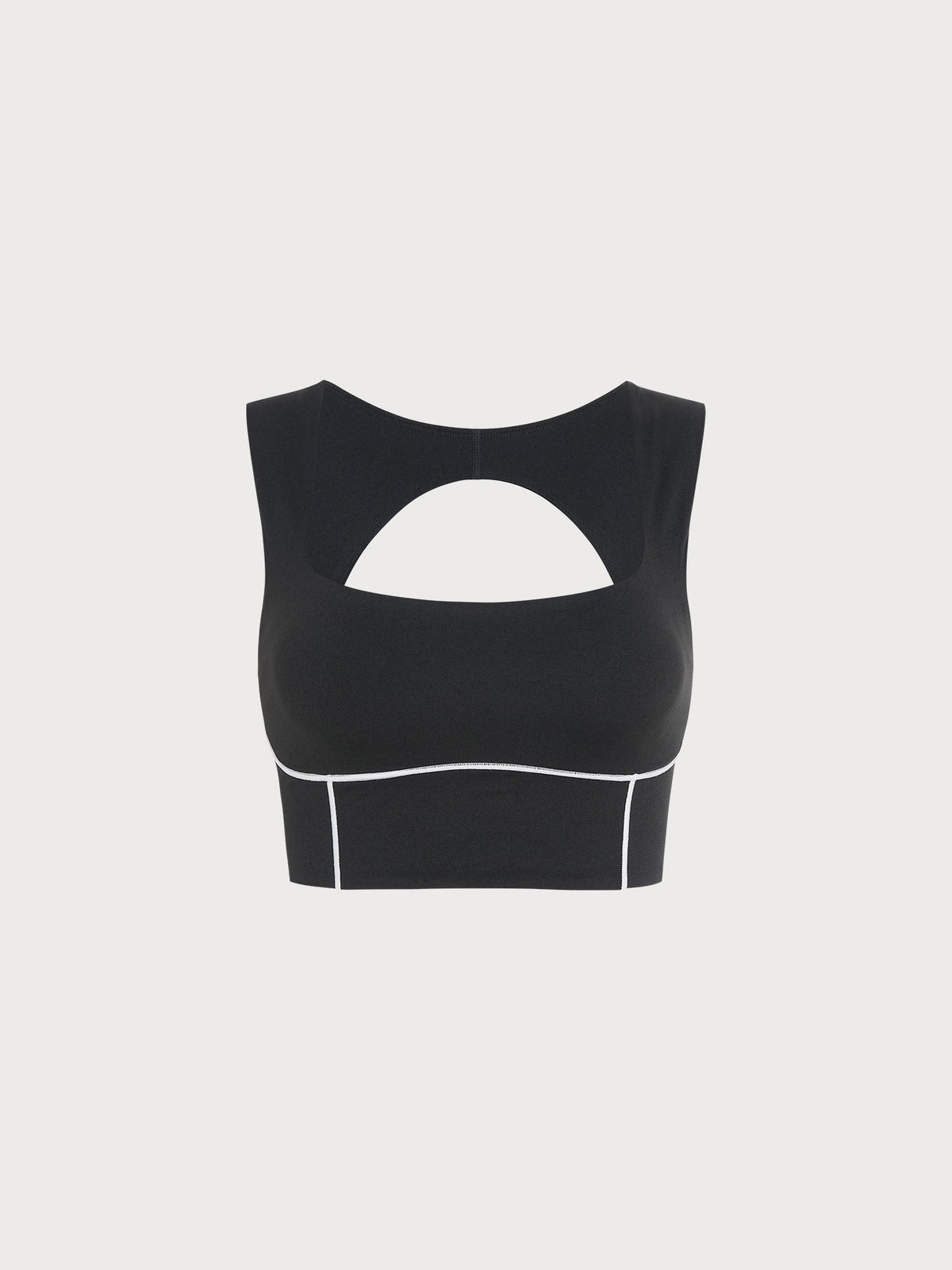 Black Square Neck Contrast Trim Sports Bra