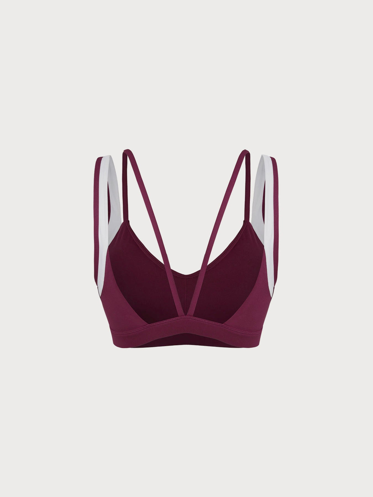Red Contrast  V Neck Sports Bra——Light Support
