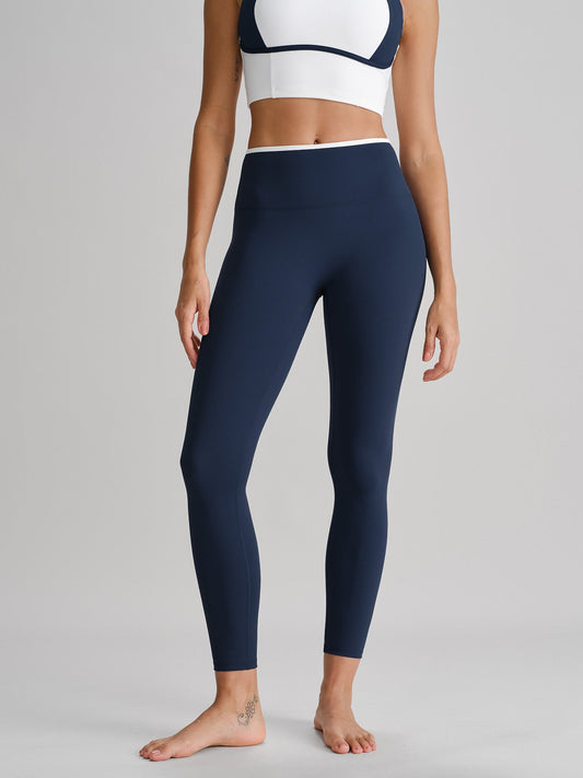 Navy High-Waisted Contrast Trim Leggings 25"