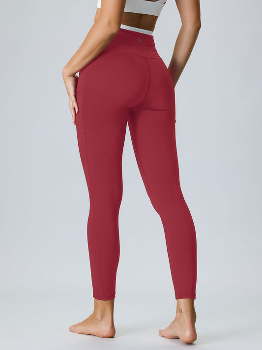 Dark Red Natural V-Waisted Leggings 25"
