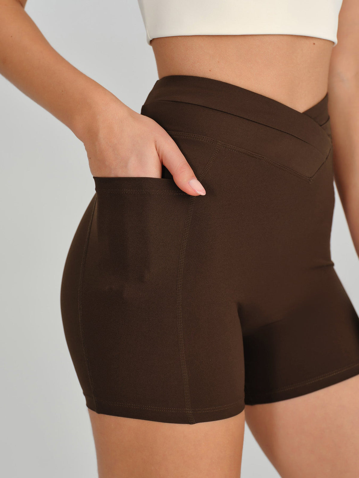 Coffee High Waisted Shorts 3"