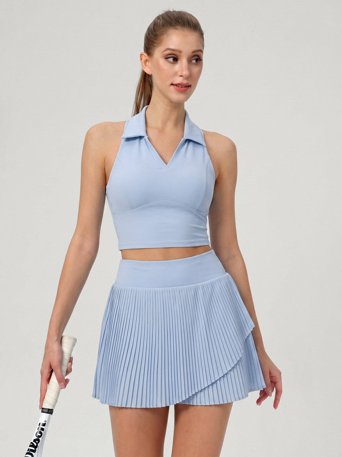 Light Blue Collared I‑Back Tank Top - Light Support