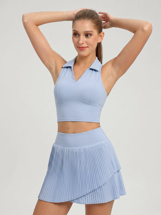 Light Blue Collared I‑Back Tank Top - Light Support