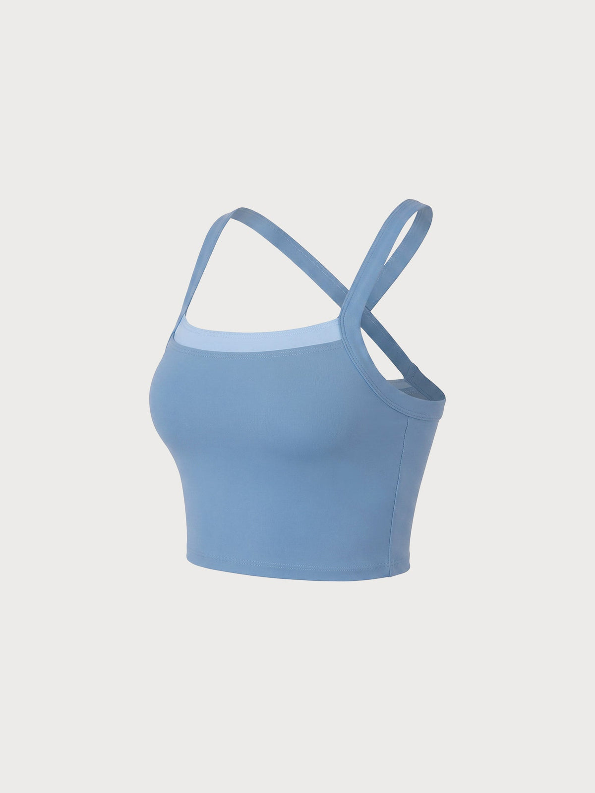Blue Contrast Cross Back Tank Top