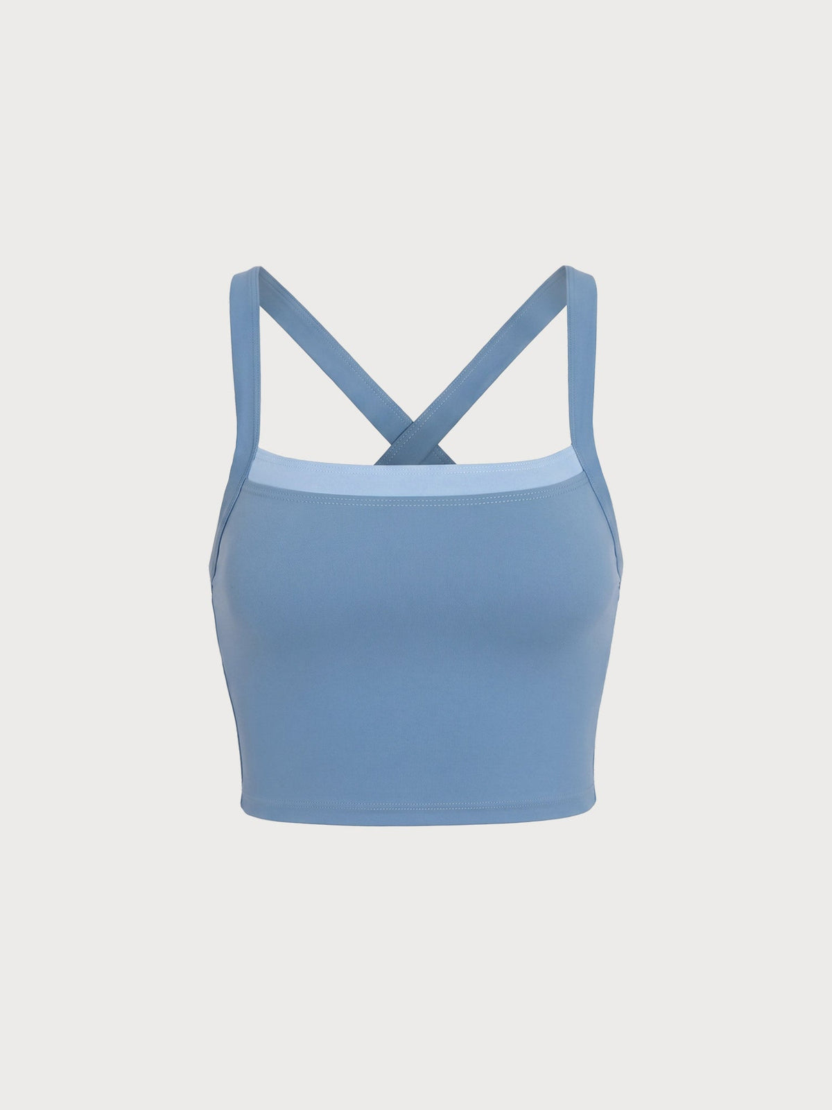 Blue Contrast Cross Back Tank Top