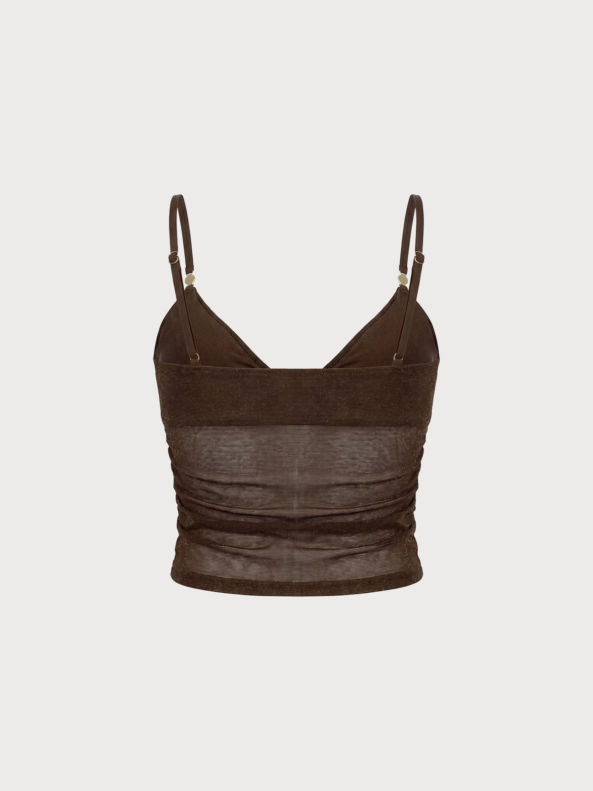 Dark Coffee Shimmer Gold-Accented Tankini Top