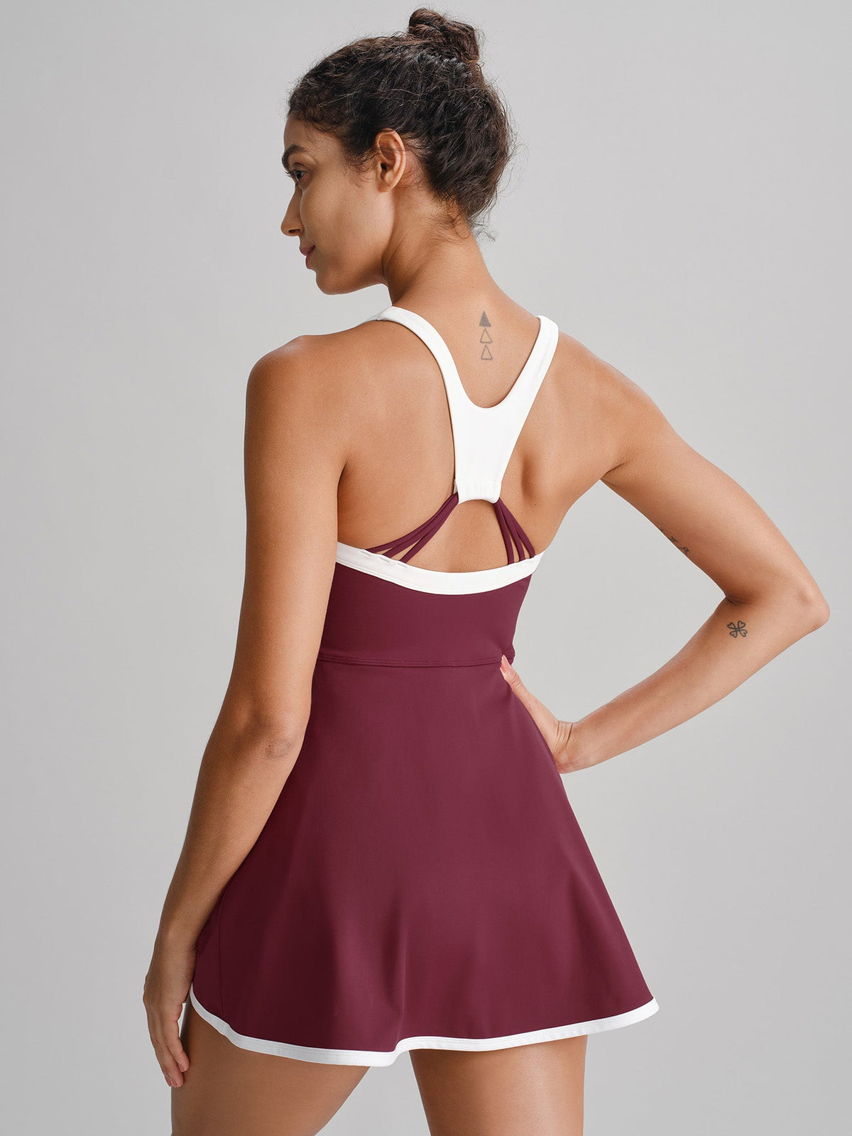 Red Contrast Trim Tennis Dress - Light Support